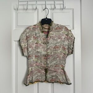 Vintage Fashion From Orient Womens Cheongsam Blouse 100% Rayon Size 32 (XS)